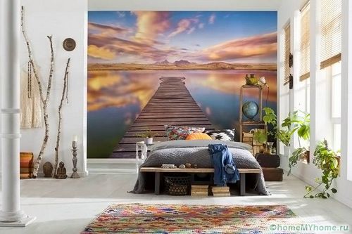 3Д фотообои для стен: фото-каталог удачных интерьеров (вариант, помещение) 3Д фотообои для стен: фото-каталог удачных интерьеров