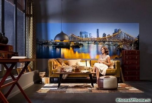 3Д фотообои для стен: фото-каталог удачных интерьеров (вариант, помещение) 3Д фотообои для стен: фото-каталог удачных интерьеров