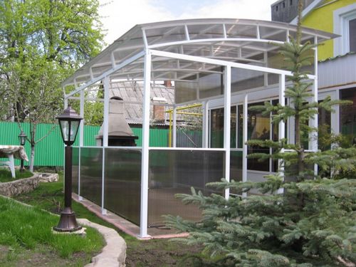 Беседка к дому из поликарбоната (беседка, поликарбоната, дом) Беседка к дому из поликарбоната