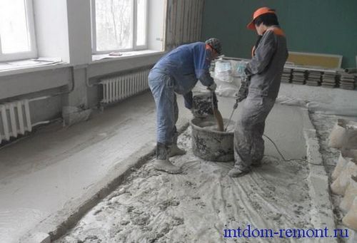 Цементно-песчаная стяжка.