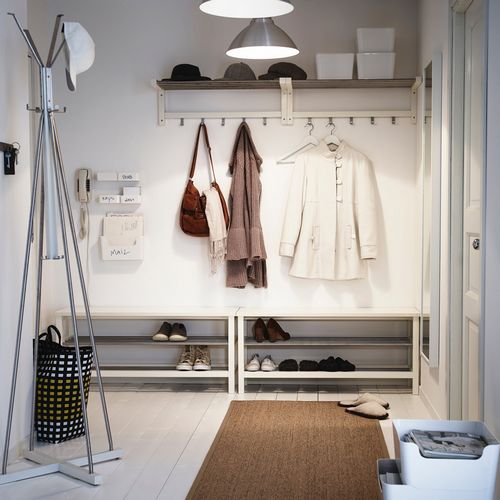 Мебель в прихожую от Ikea (51 фото): современные идеи дизайна 2018, корзины для зонтов и полки, подставки и скамейки, другие предметы интерьера коридора