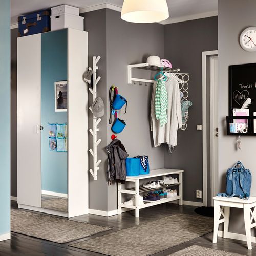 Мебель в прихожую от Ikea (51 фото): современные идеи дизайна 2018, корзины для зонтов и полки, подставки и скамейки, другие предметы интерьера коридора