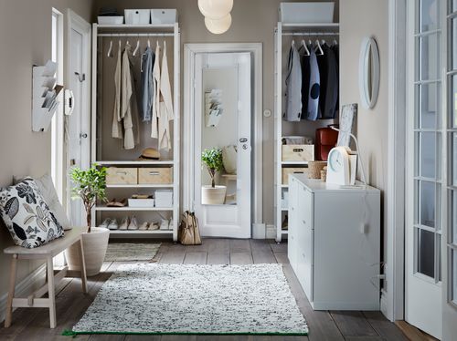 Мебель в прихожую от Ikea (51 фото): современные идеи дизайна 2018, корзины для зонтов и полки, подставки и скамейки, другие предметы интерьера коридора