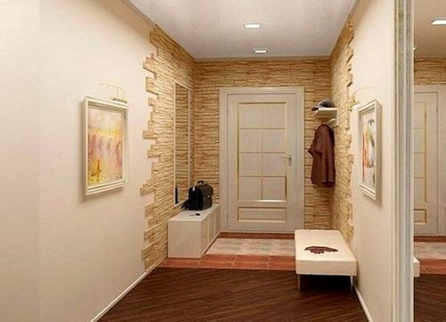 Отделка прихожей декоративным камнем и обоями: фото (камень, декоративный) Отделка прихожей декоративным камнем и обоями: фото